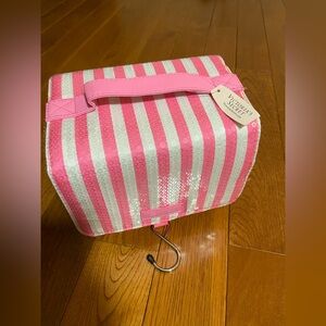 Victoria's Secret Pink and Silver Striped Cosmetic Case